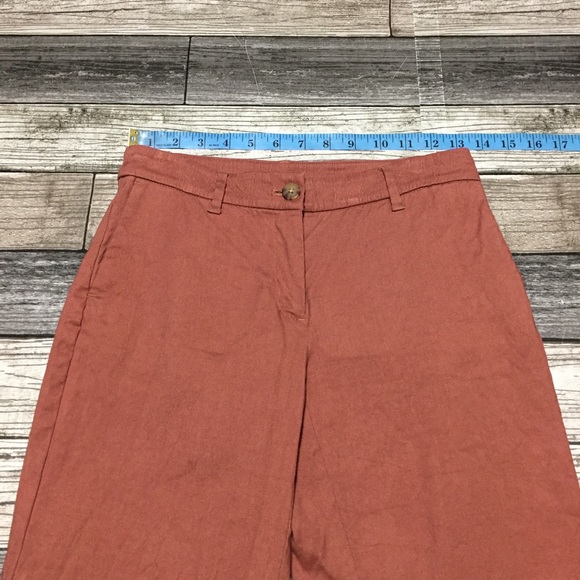 J Jill Linen Stretch Pants Cropped Women’s 2P (Inseam 21) Brown Red Casual - Picture 4 of 10